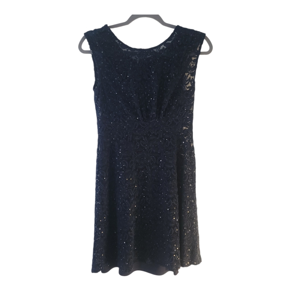 Vintage INC International Concepts Size 4 Navy-Blue Lace Sequin Cocktail Dress